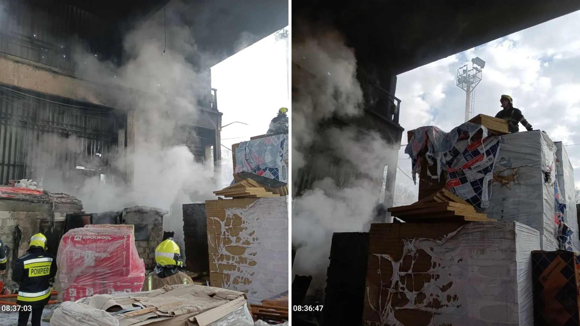 /FOTO/ Incendiu în Chișinău: Intervenție contra cronometru a pompierilor la un depozit în flăcări