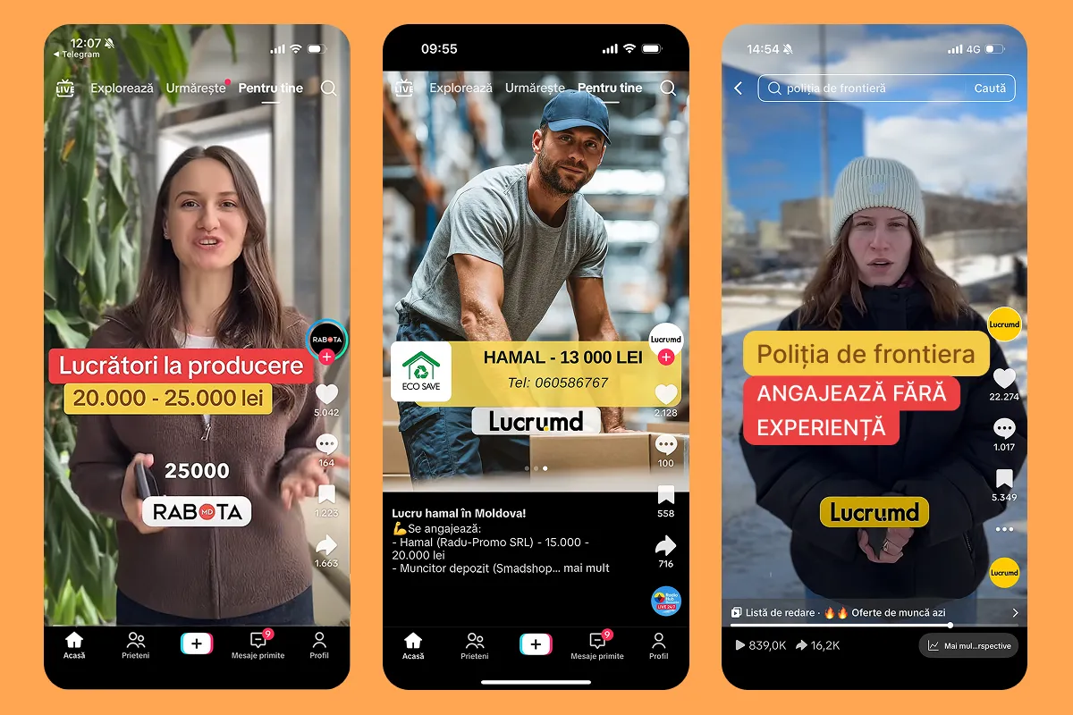 Anunțuri, care captează priviri: aproape 10 mln de vizualizări ale JobStories pe Lucru.md /P/