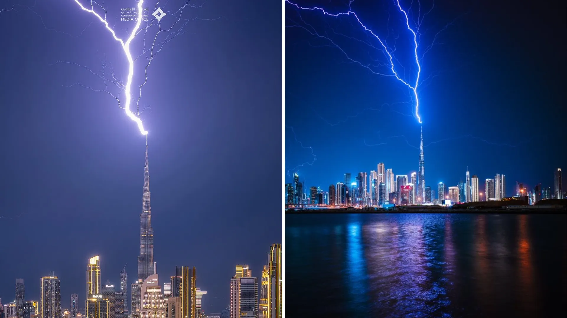 /VIDEO/ Furtună severă în Dubai: Momentul în care fulgerul lovește Burj Khalifa