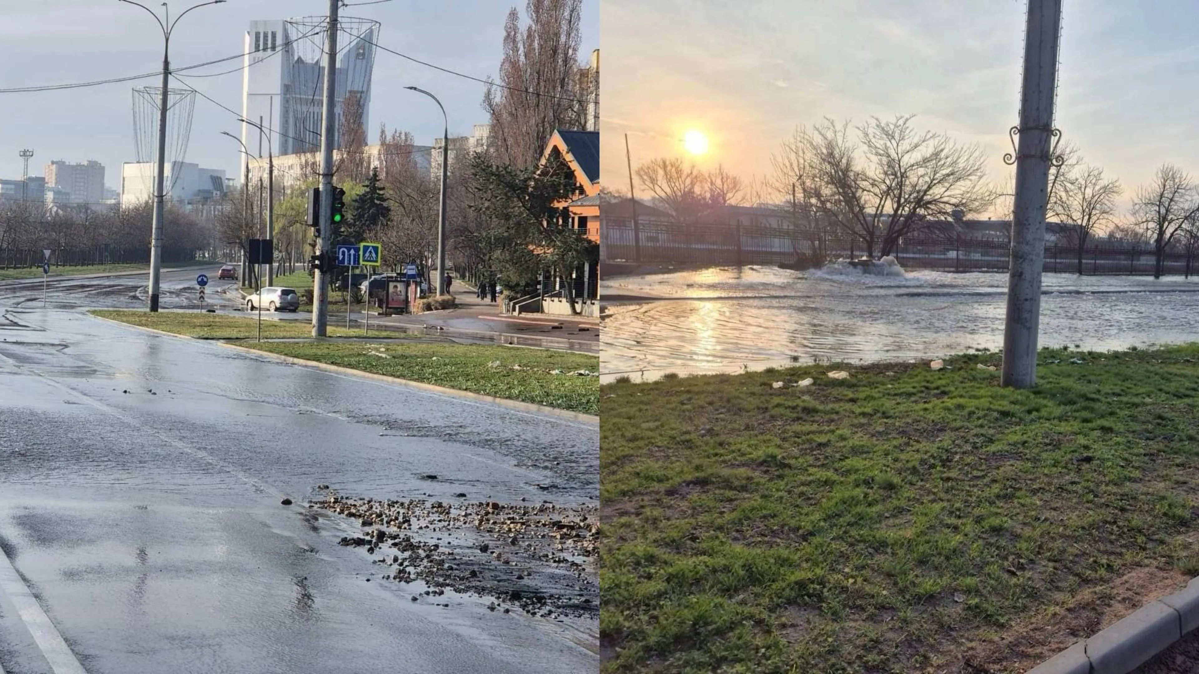 Țeavă spartă pe o stradă din Chișinău: Apa a fost sistată, iar intervențiile sunt în desfășurare