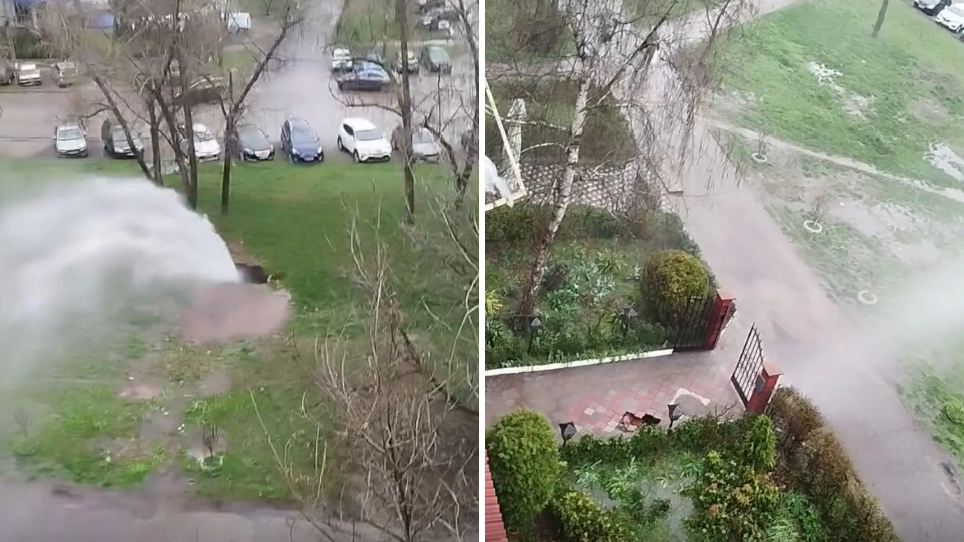 /VIDEO/ A doua avarie într-o zi: Momentul în care apa țâșnește din pământ ca un havuz pe o stradă din Chișinău