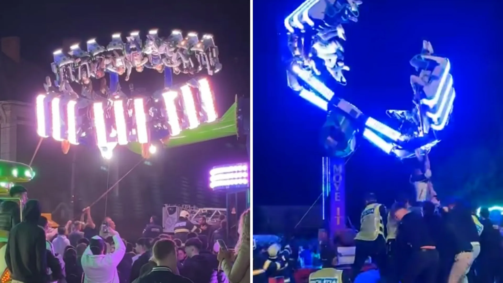 /VIDEO/ Momente de panică în timpul unui eveniment: 17 copii, blocați pe un carusel defect, iar 6 au ajuns la spital