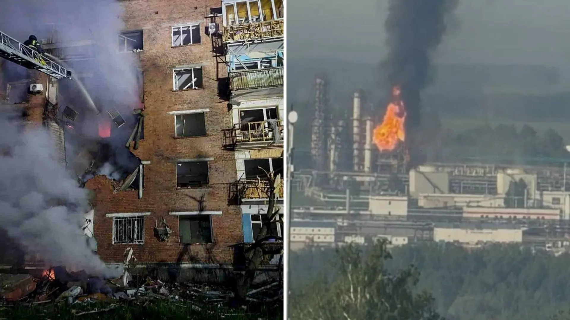 /VIDEO/ Schimb de atacuri cu drone între Rusia și Ucraina: Morți la Dnipro și rafinărie Lukoil în flăcări