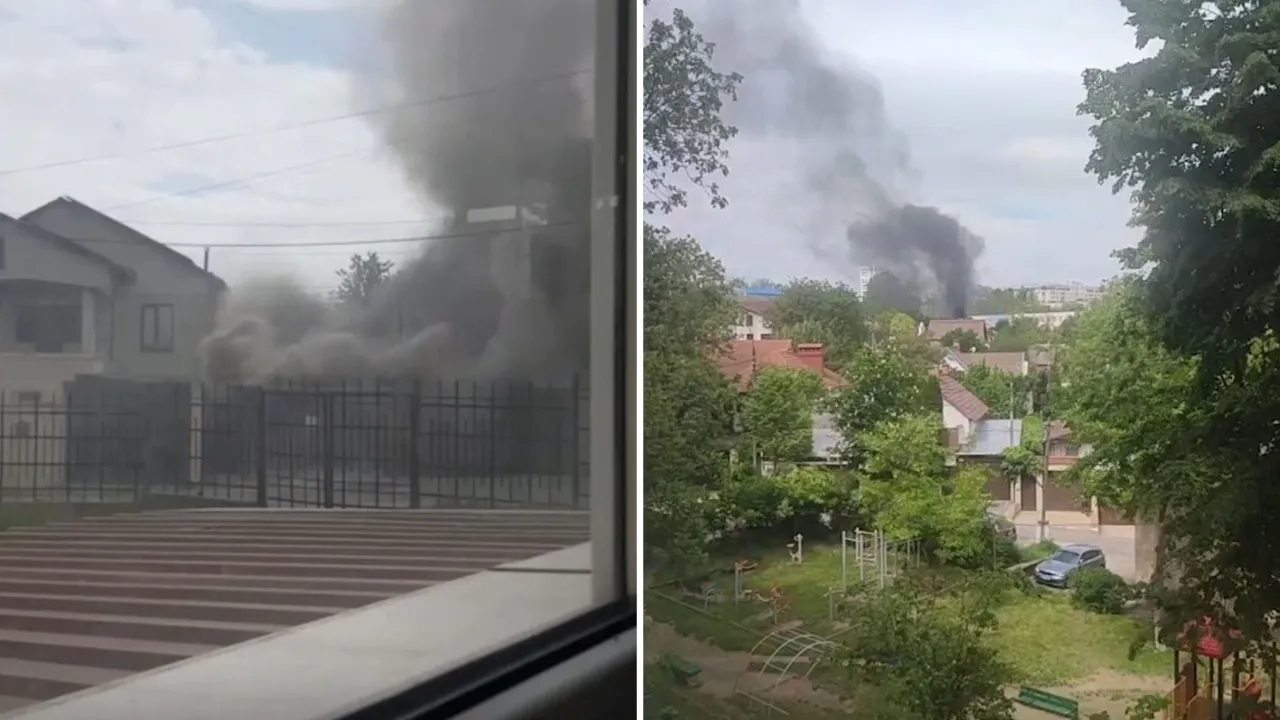 /VIDEO/ Pericol de explozie la Botanica: Un garaj a fost cuprins de flăcări lângă o casă de locuit