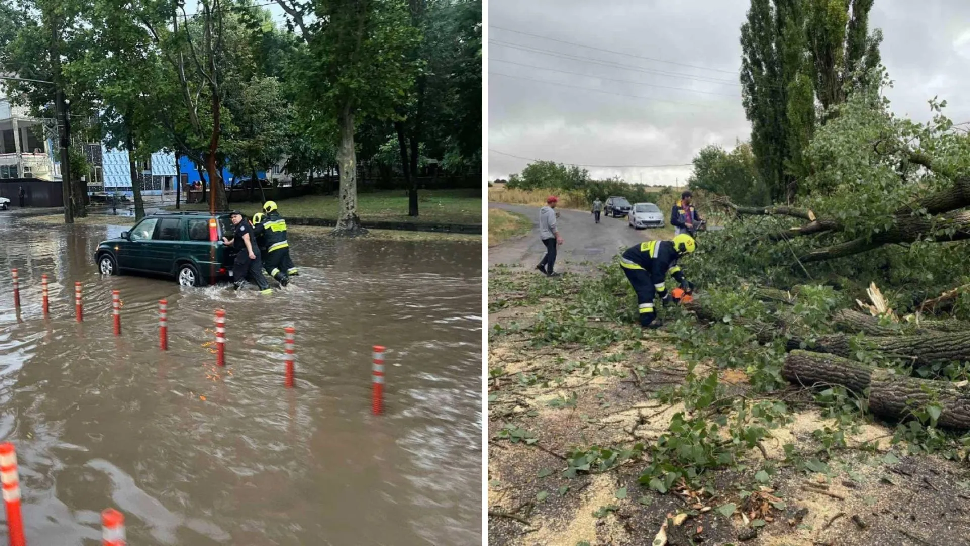 /VIDEO/ Ploaia și vântul au făcut ravagii în toată Moldova: Copaci doborâți, ambulanță blocată și gospodării inundate