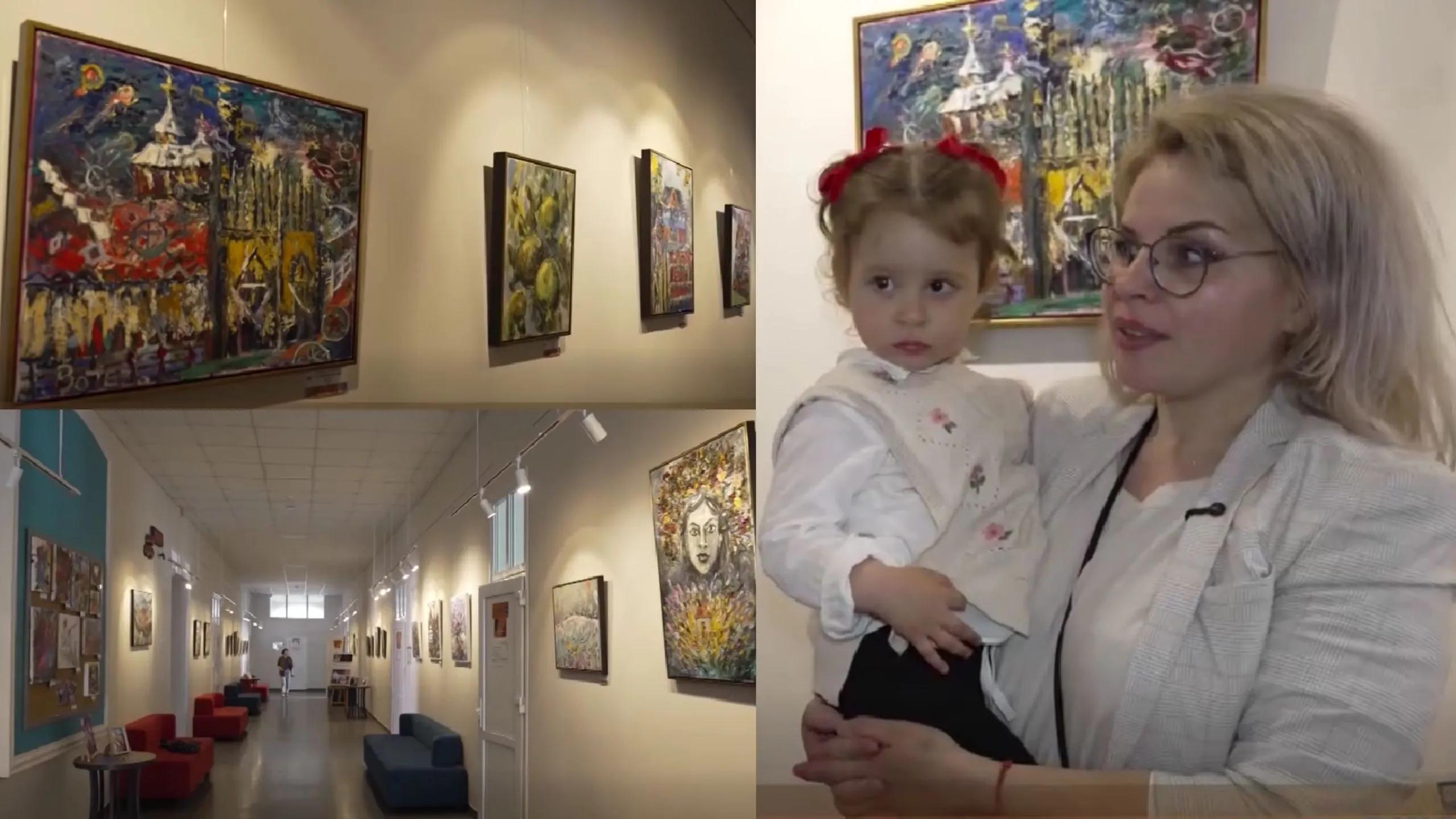 /VIDEO/ A transformat holurile unui liceu în galerie de artă: Cristina Botezatu expune emoțiile maternității pe pânză