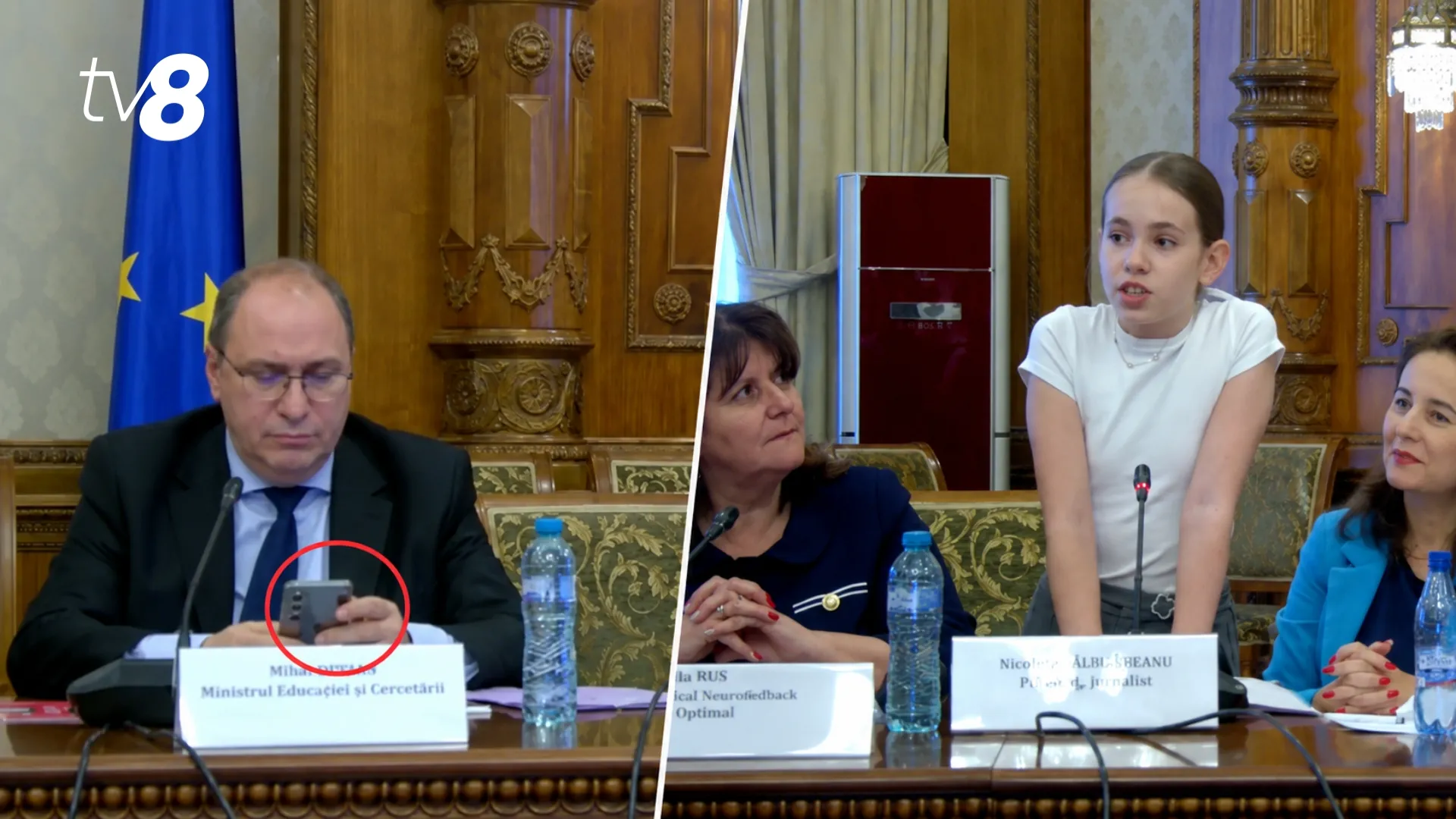 /VIDEO/ Discurs cu lacrimi în România: O elevă cerea să fie ascultată, în timp ce ministrul era cu ochii în telefon