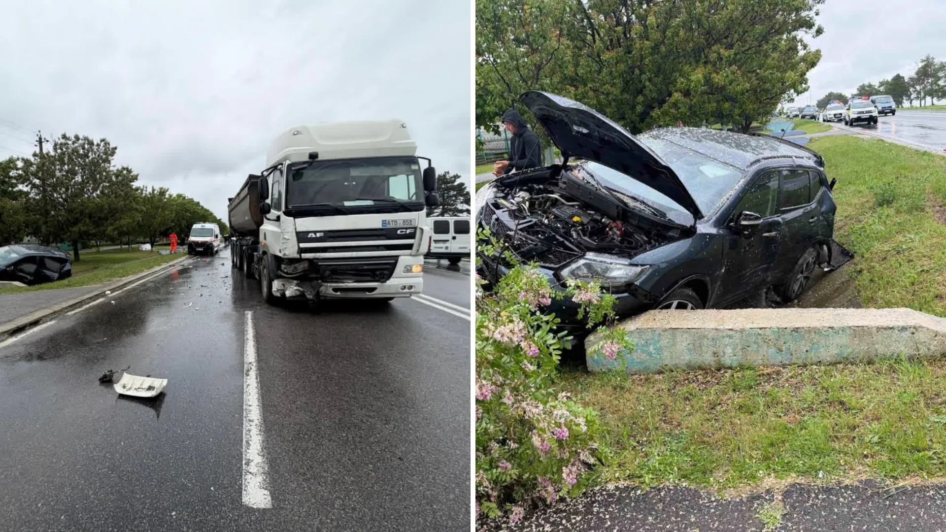 Accident în lanț la Sîngerei: Trei persoane au ajuns la spital