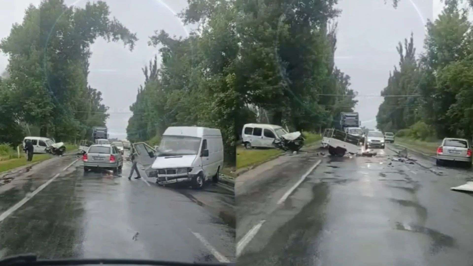 /VIDEO/ Accident violent la Edineț: Două mașini, făcute zob în urma impactului