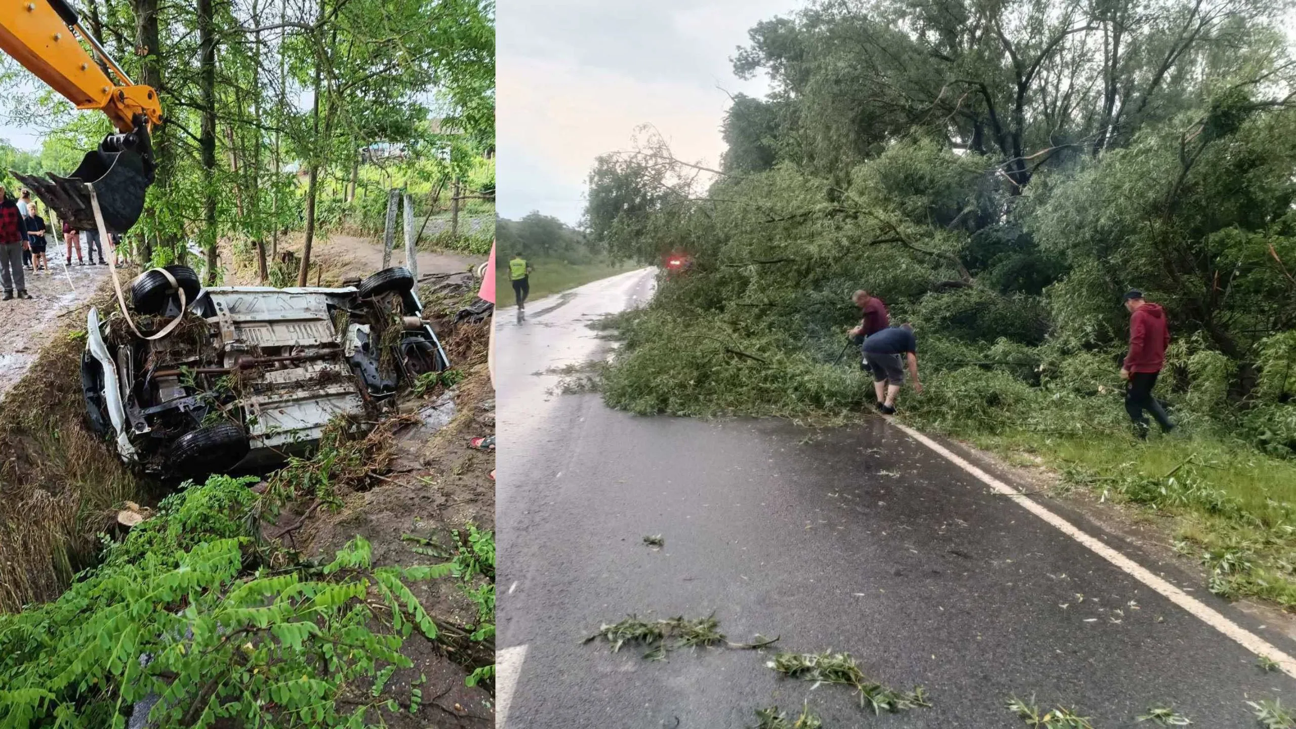 /VIDEO/ Sâmbătă ploioasă și pagube în toată Moldova: Mașini luate de ape, copaci prăbușiți și drumuri blocate