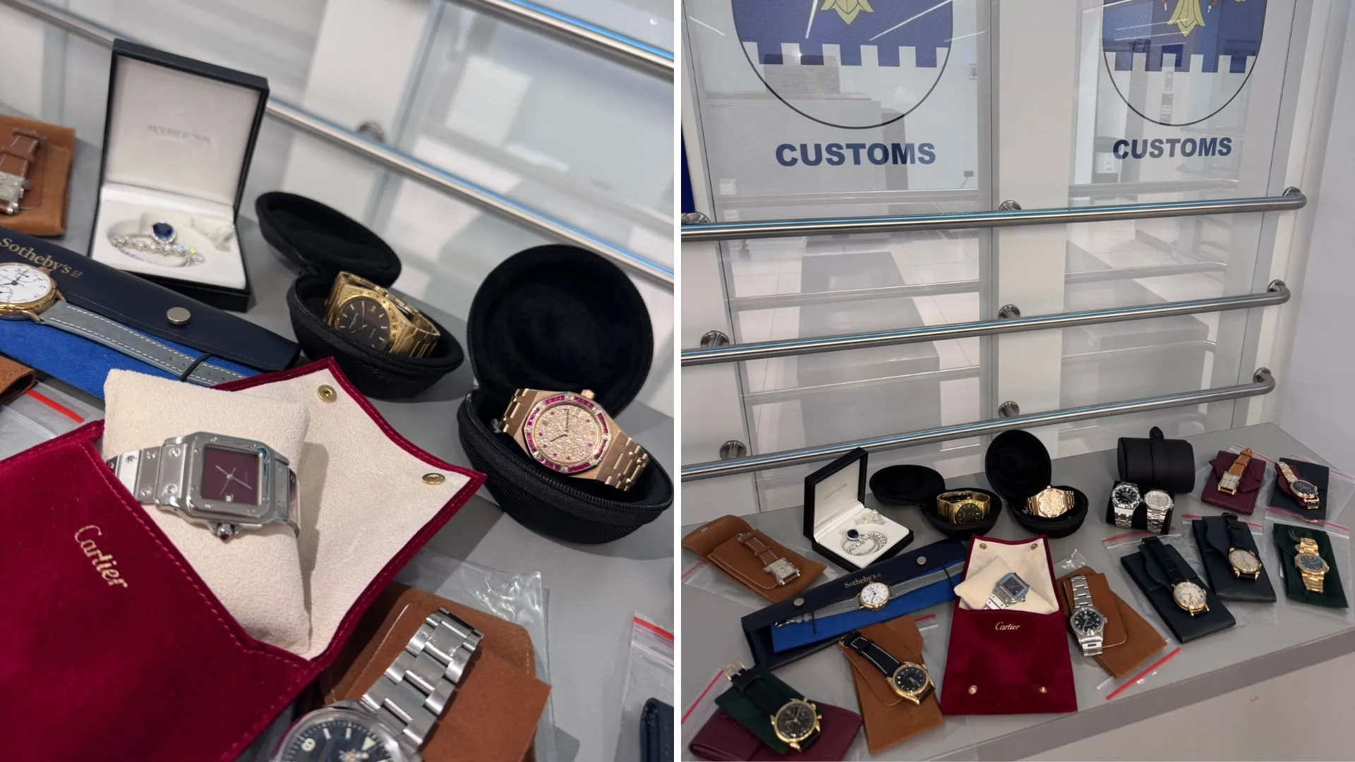 /FOTO/ Captură de lux la Aeroportul Chișinău: Ceasuri și bijuterii, descoperite în bagajul unui străin. Cât ar valora