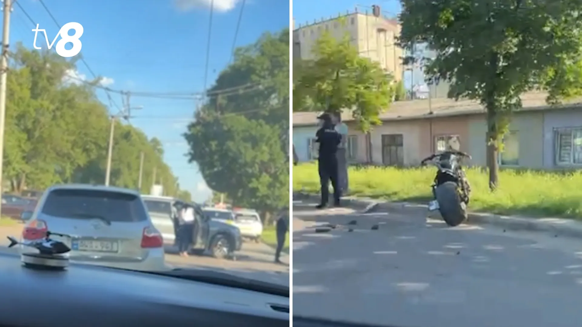 /VIDEO/ Accident în Chișinău: Un motociclist a ajuns la spital după ce s-a ciocnit cu un automobil