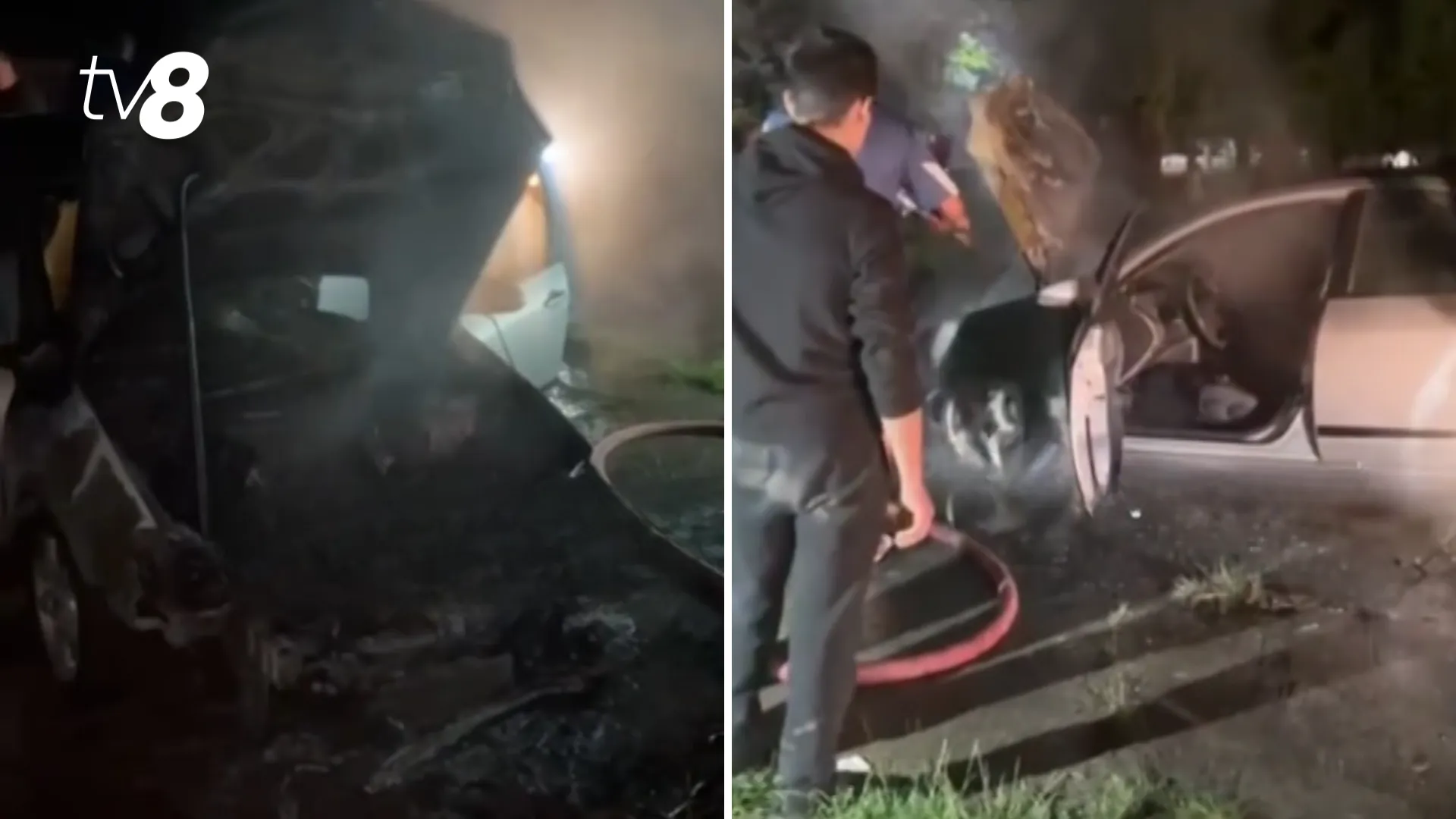 /VIDEO/ Noapte albă pentru trei șoferi din Sîngerei: Mașinile lor au luat foc într-o parcare
