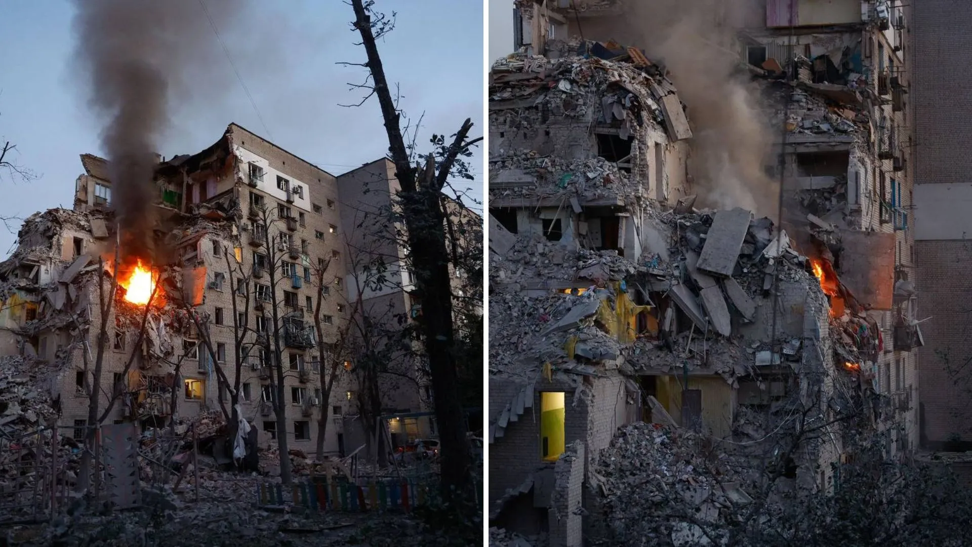 /VIDEO/ Zi de doliu la Kiev după atacul masiv al Rusiei: Cum arată un bloc de locuit distrus în capitala Ucrainei