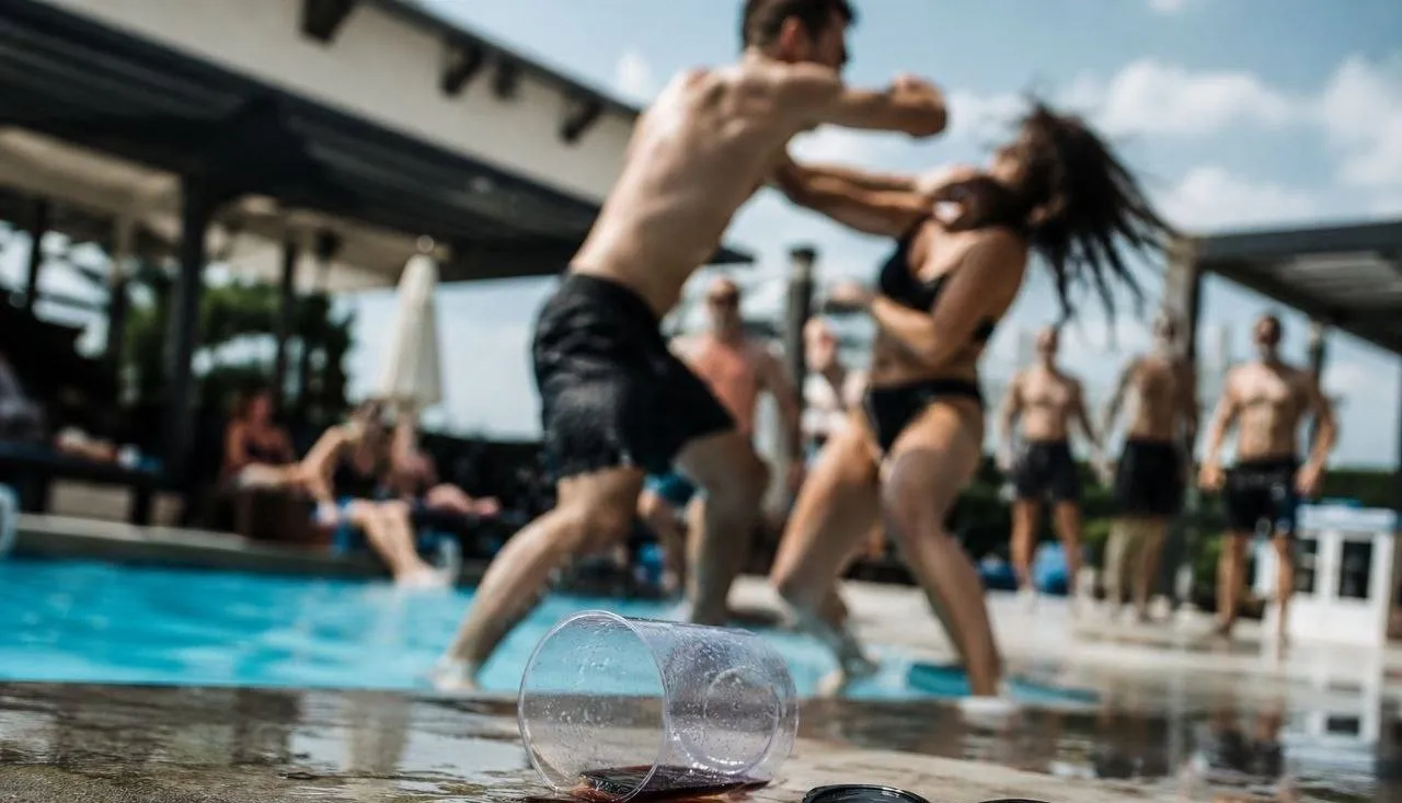 Scandal la o piscină: Petrecere de ziua de naștere, finalizată cu bătaie și plângeri la poliție