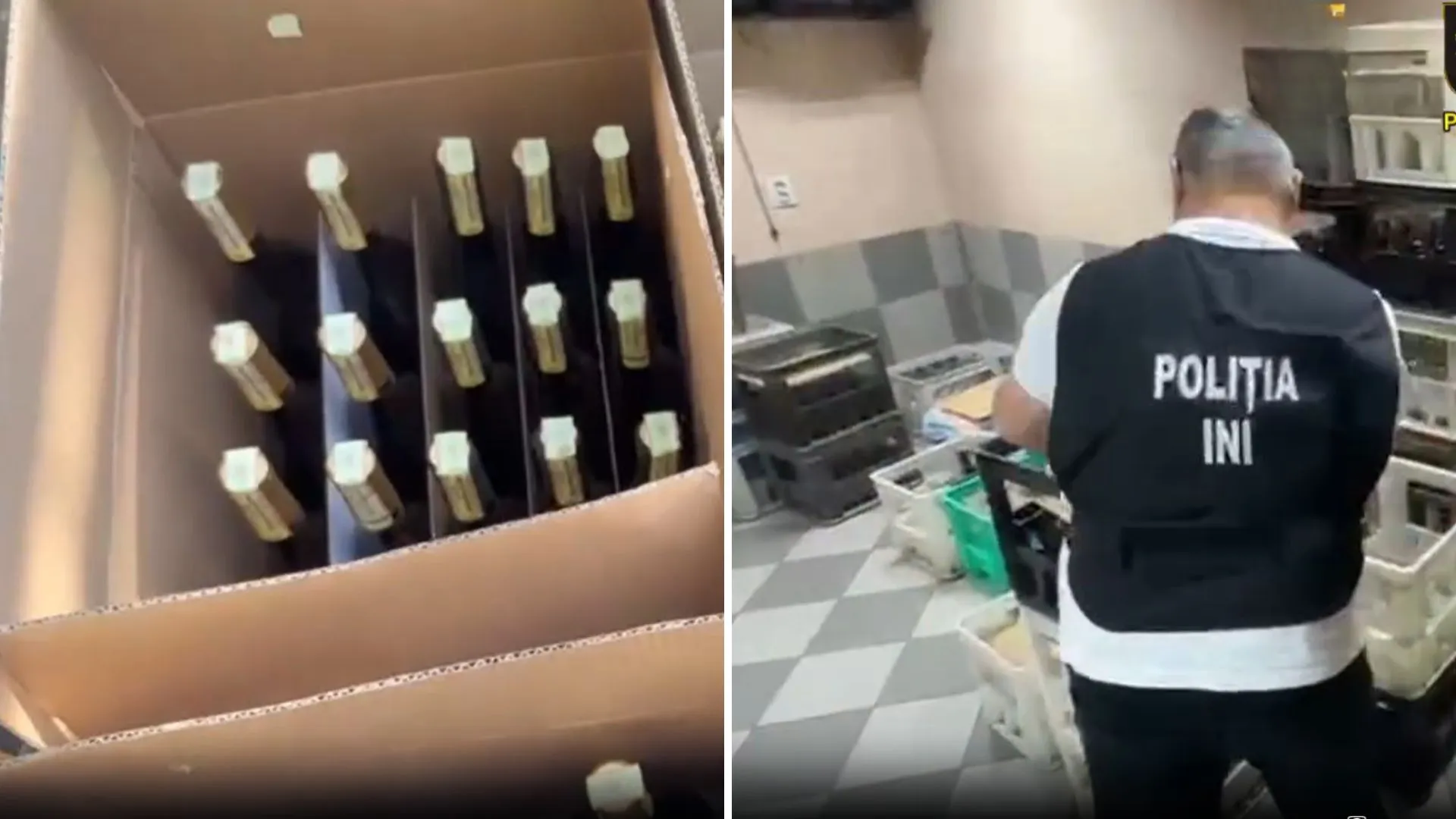 /VIDEO/ Garaj transformat în fabrică ilegală la Chișinău: Mii de litri de alcool și sute de sticle de divin contrafăcut, descoperite