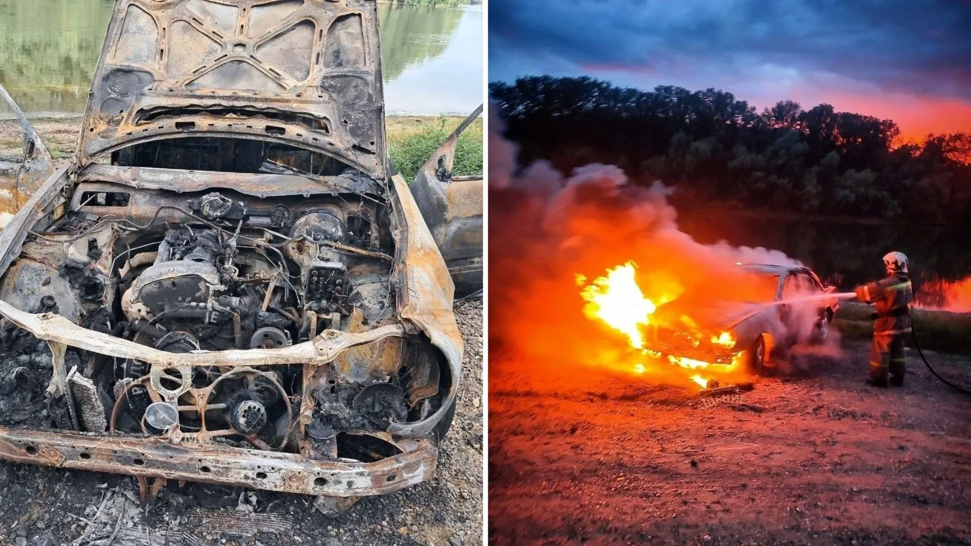 Mercedes, făcut scrum pe o plajă din Grigoriopol: Proprietarul ar fi vrut un video pentru TikTok