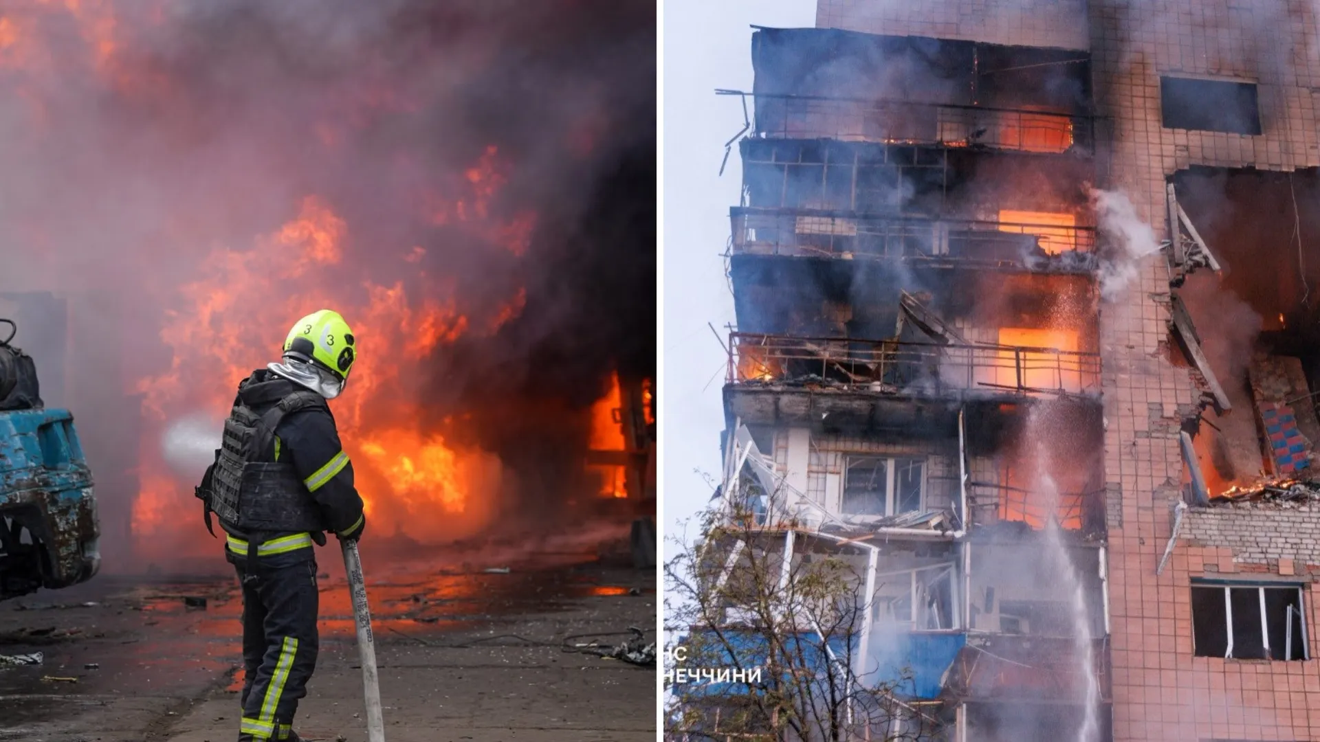 /VIDEO/ Blocuri distruse și incendii după atacurile Rusiei: Cel puțin 9 morți în mai multe regiuni ale Ucrainei