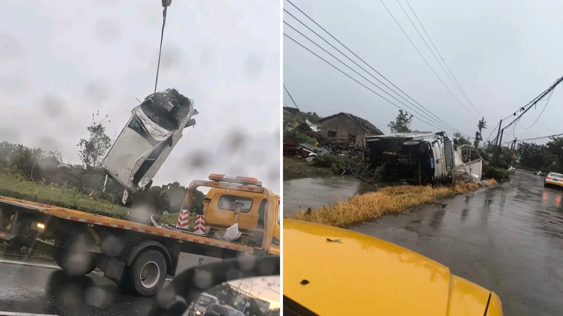 /VIDEO/ Mașină luată pe sus de tornadă: Imaginile din China, lovită de taifunul Bavi