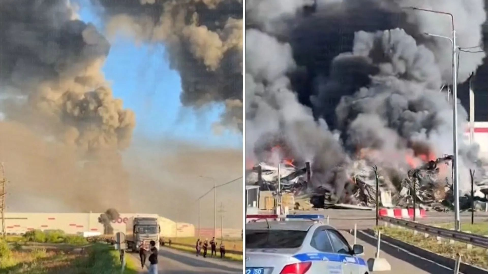 /VIDEO/ Coloane uriașe de fum la Sankt Petersburg: Ucraina a atacat încă un depozit Wildberries