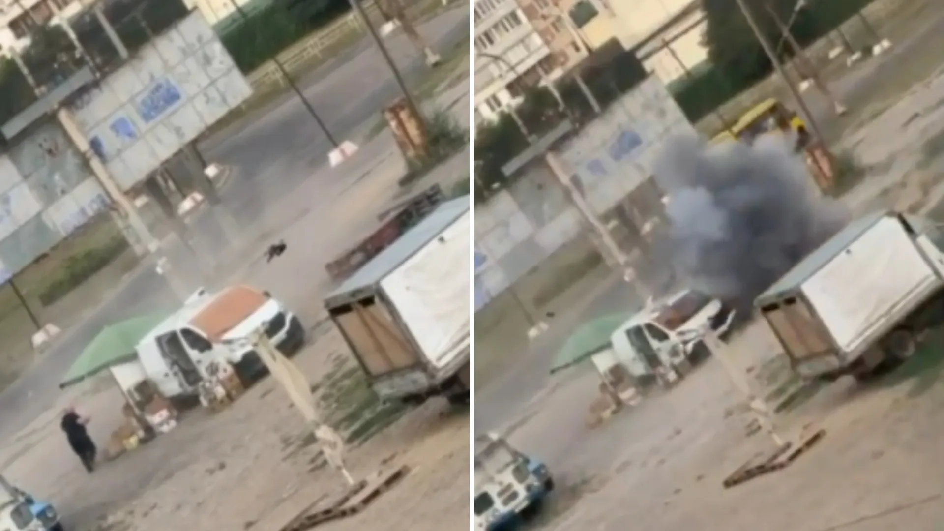 /VIDEO/ Momentul în care o dronă explodează lângă un vânzător la Herson. Zelenski: „,Mulți au fost șocați”