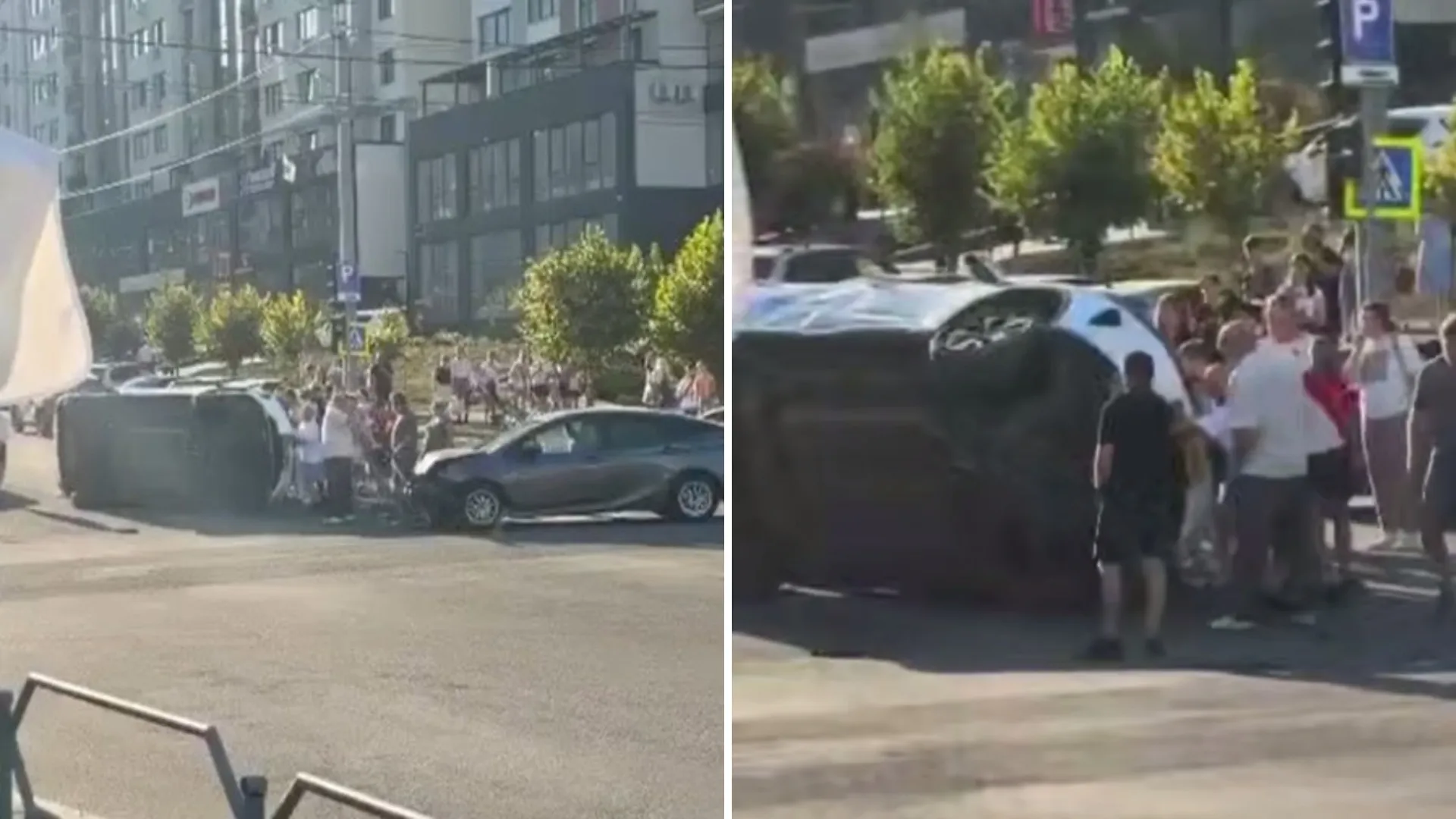 Accident la Ciocana: Un taxi s-a răsturnat după lovitura cu un alt automobil