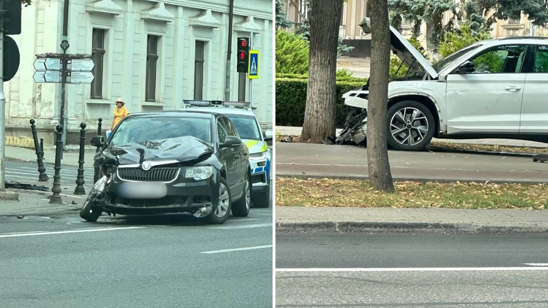 /VIDEO/ Accident în fața Parlamentului: Două mașini, făcute zob în urma impactului