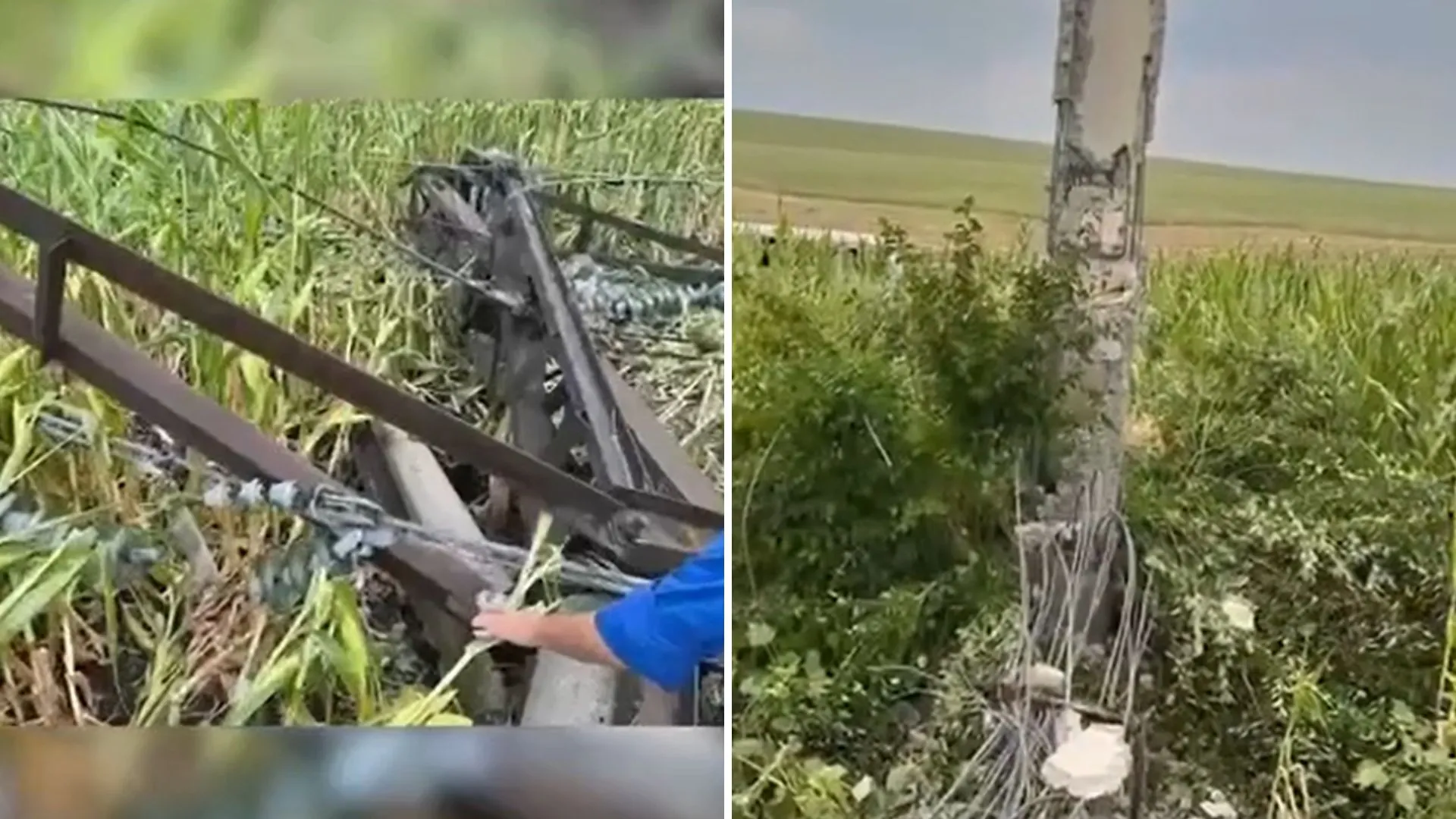 /VIDEO/ Primele imagini cu stâlpii liniei electrice Bălți–Dnestrovsk doborâți: Furtuna a avariat rețeaua de 330 kV