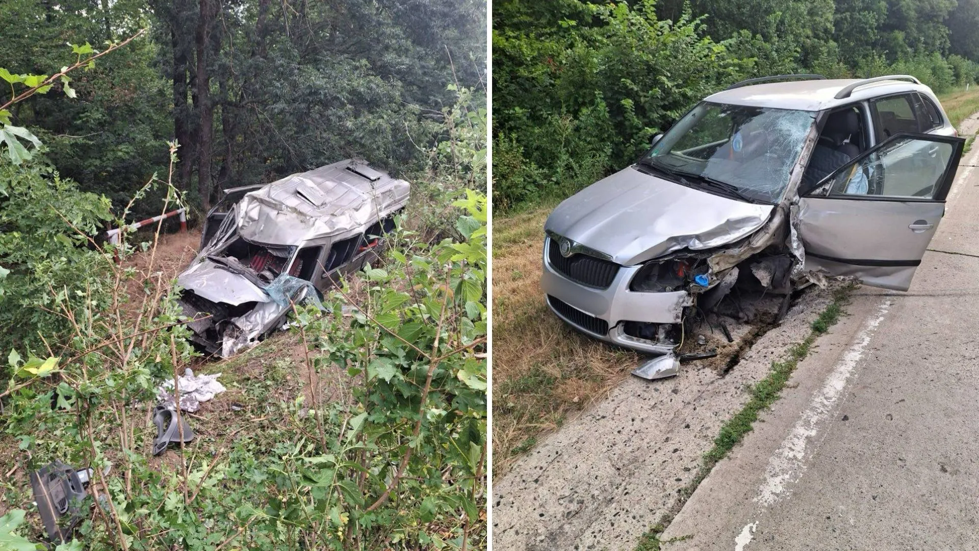 /FOTO/ Accident grav la Strășeni: Un mort și 10 răniți după impactul dintre un microbuz și un automobil