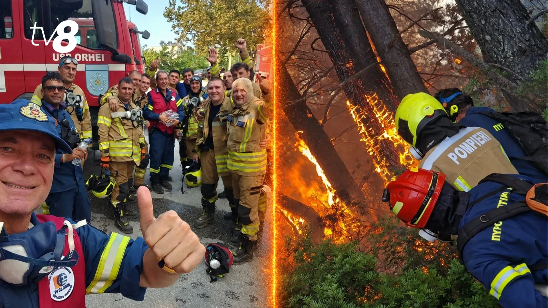 /VIDEO/ Incendiu de amploare într-o zonă preferată de moldoveni în Grecia: Pompierii noștri, în lupta cu flăcările
