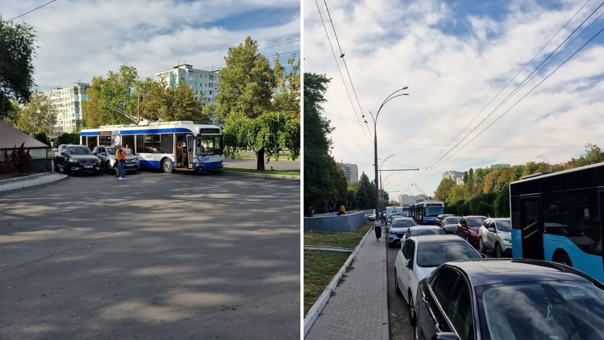 Accident în sectorul Botanica din Chișinău, cu implicarea unui troleibuz: În zonă s-au format ambuteiaje