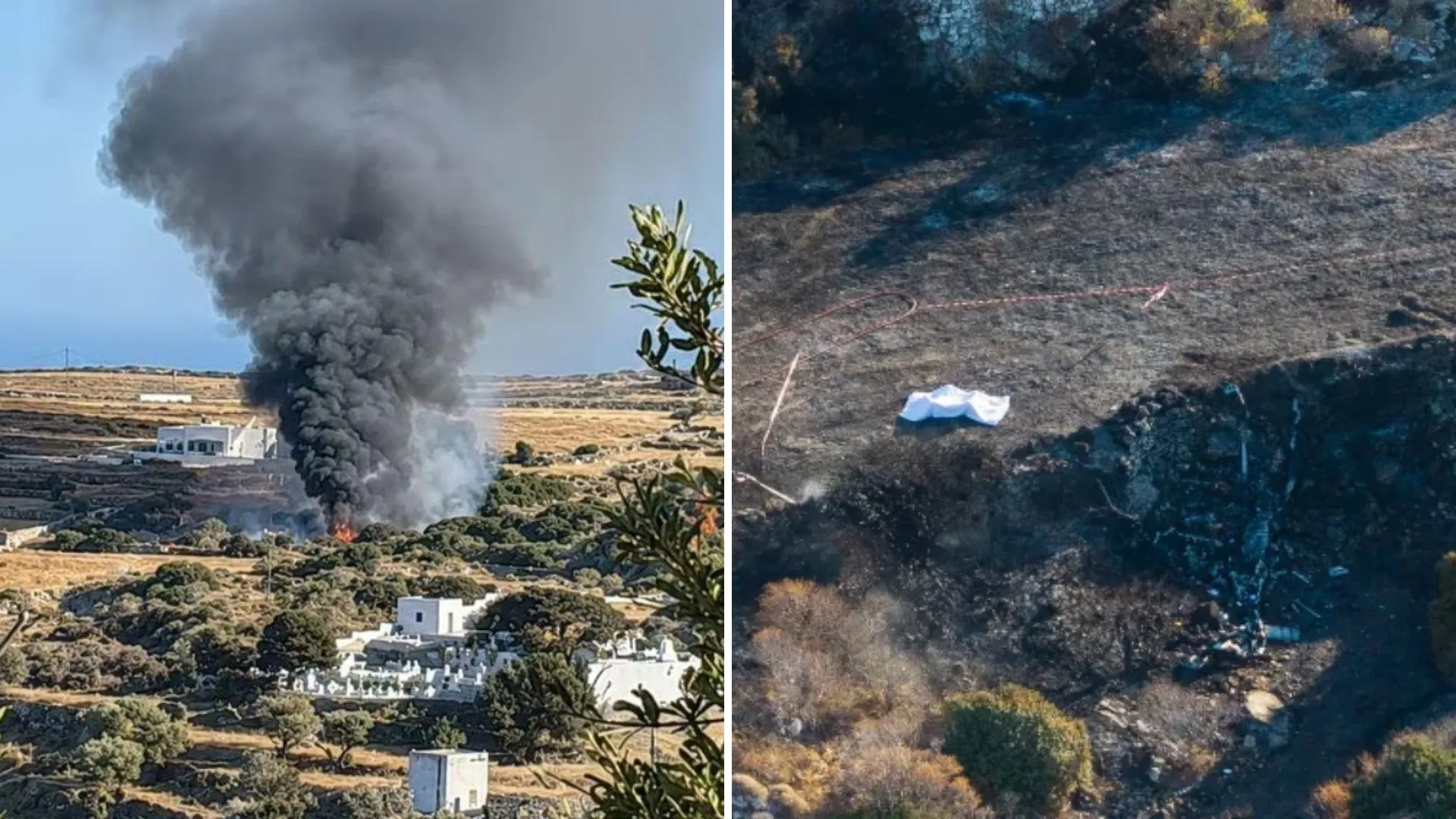 /VIDEO/ Elicopter prăbușit pe o insulă din Grecia: Un cuplu aflat în luna de miere, printre victime
