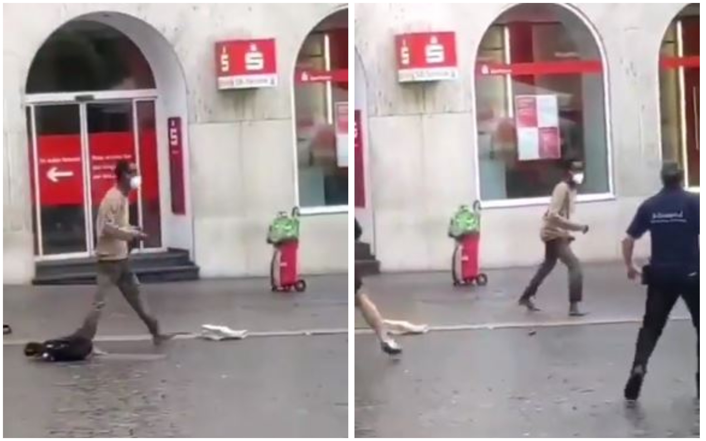 Мужик нападал на прохожих. Мужик с ножом бежит на прохожих. Экоактивисты напали на бутики в Германии.